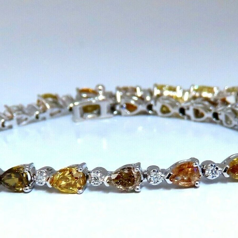 5.02ct Natural Fancy Multicolor Diamond Tennis Bracelet 14kt*